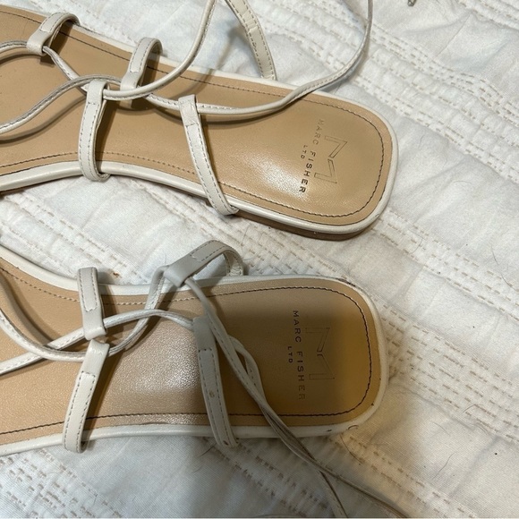 Marc Fisher Mahalia White Leather Square Toe Lace Up Sandals​​ - Picture 6 of 6